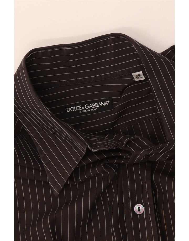 Camisa masculina Dolce & Gabbana tamanho 40 15 1/2 risca de giz preta média