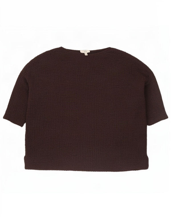 Marks & Spencer Womens Blouse Top UK 22 3XL Brown Polyester