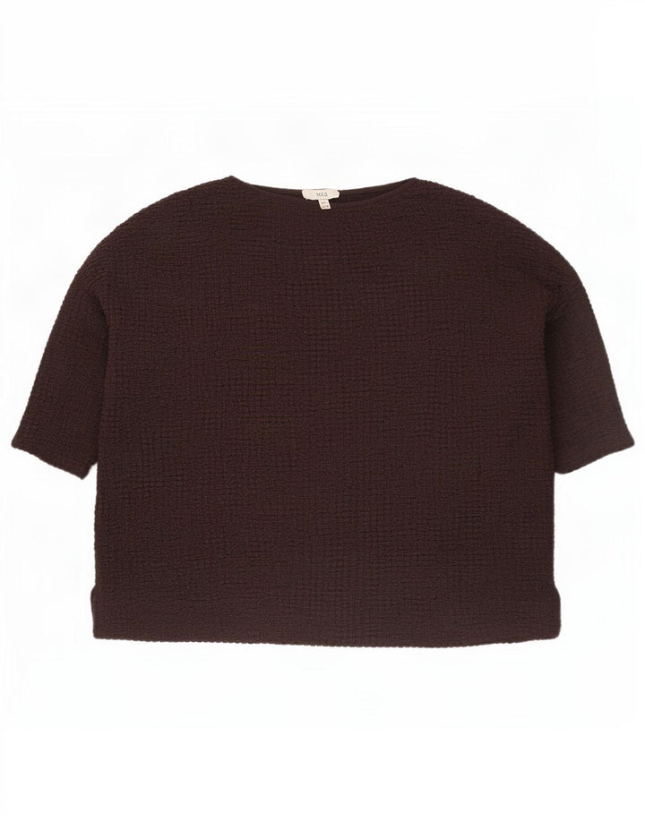 Blusa feminina Marks & Spencer UK 22 3XL poliéster marrom