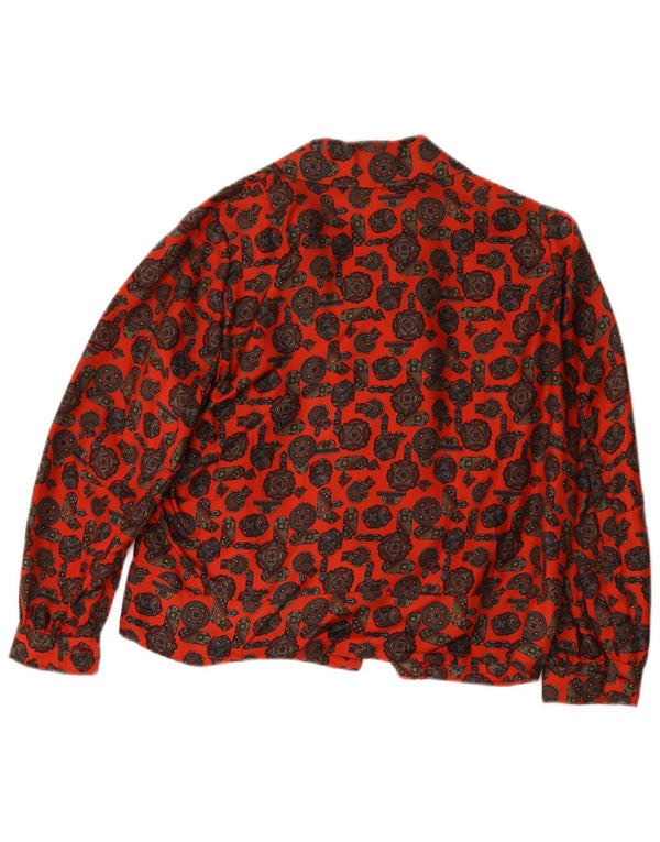Blusa feminina vintage UK 16 grande geométrica vermelha