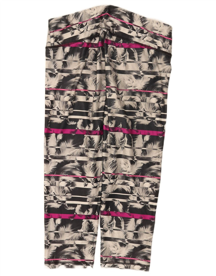 Puma Mulher Abstrata Padrão Capri Leggings UK 14 Grande Multicolorido