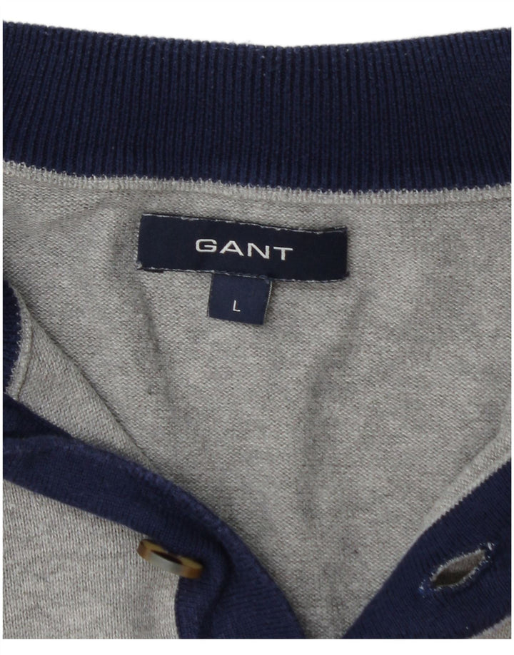 GANT Suéter masculino com gola redonda e algodão cinza grande