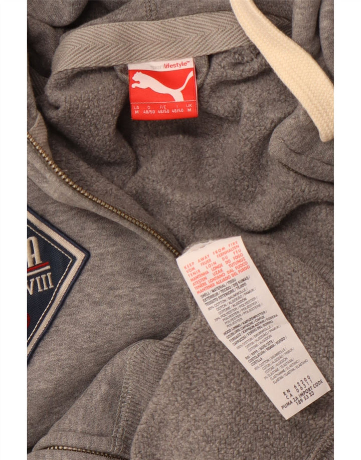 Suéter masculino PUMA com capuz e zíper médio cinza algodão