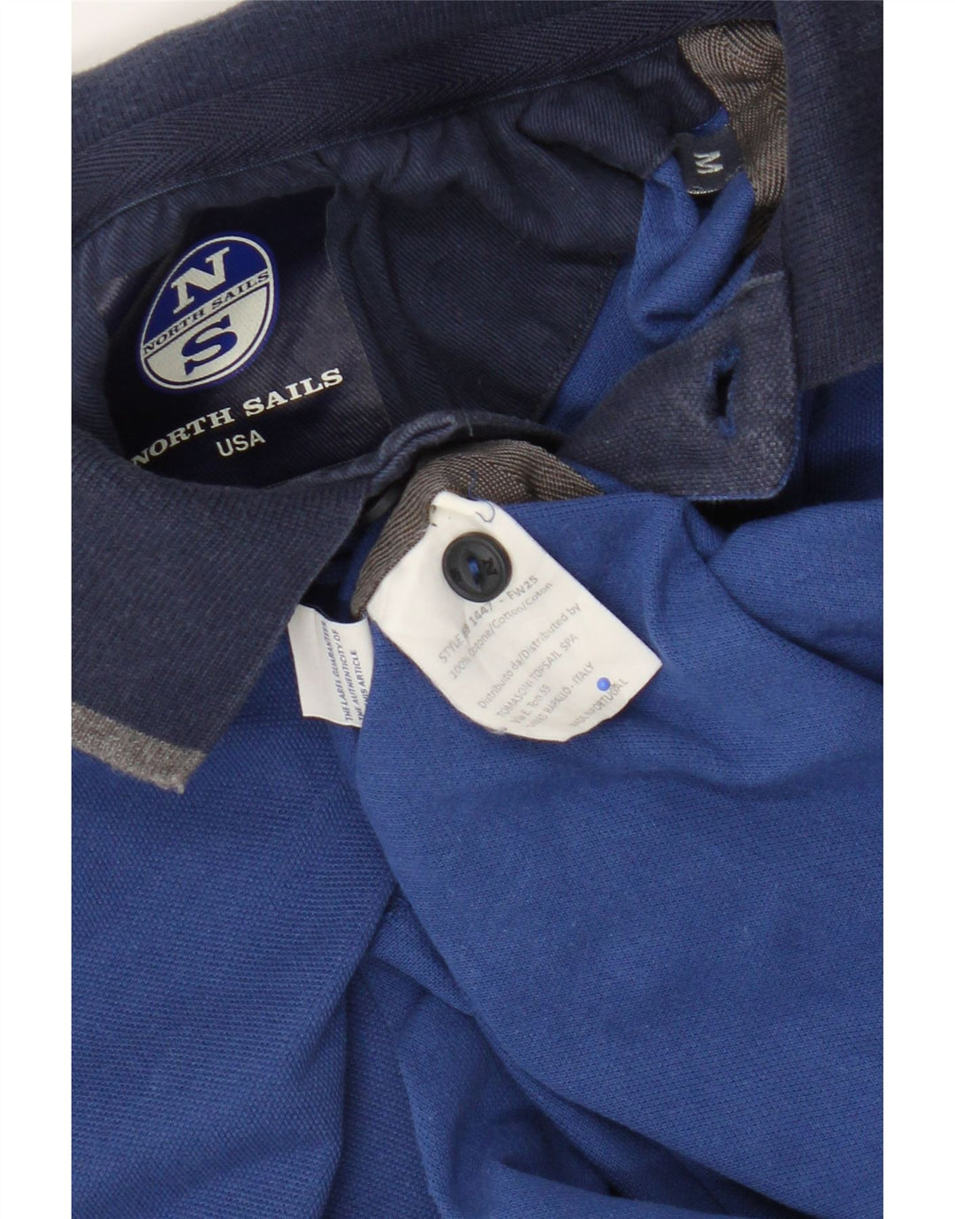 Camisa polo masculina de rugby de manga comprida North Sails algodão azul médio