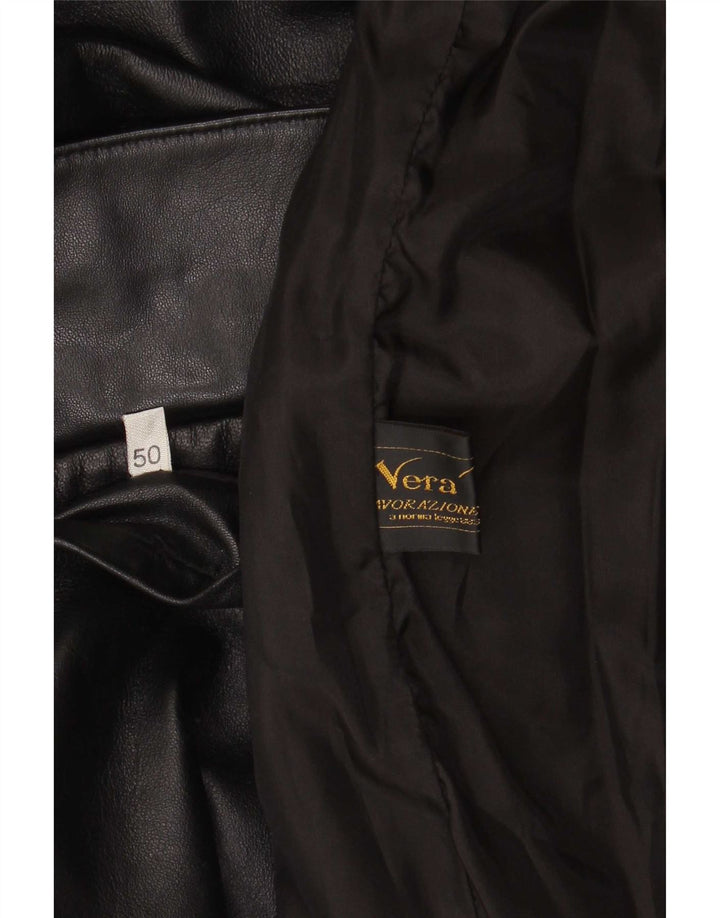 Casaco de couro masculino vintage IT 50 grande preto
