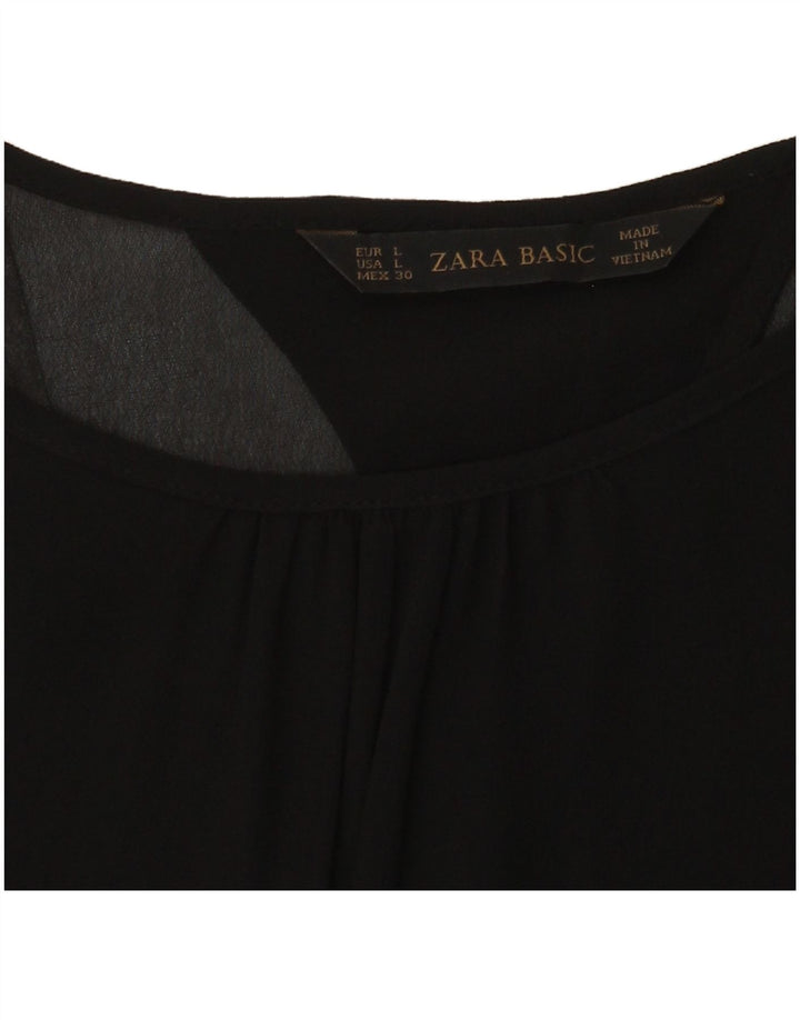 Blusa feminina de manga comprida Zara Top UK 14 grande preto