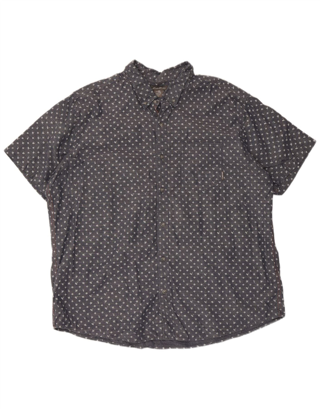 Camisa masculina de manga curta Eddie Bauer 2XL algodão manchado azul