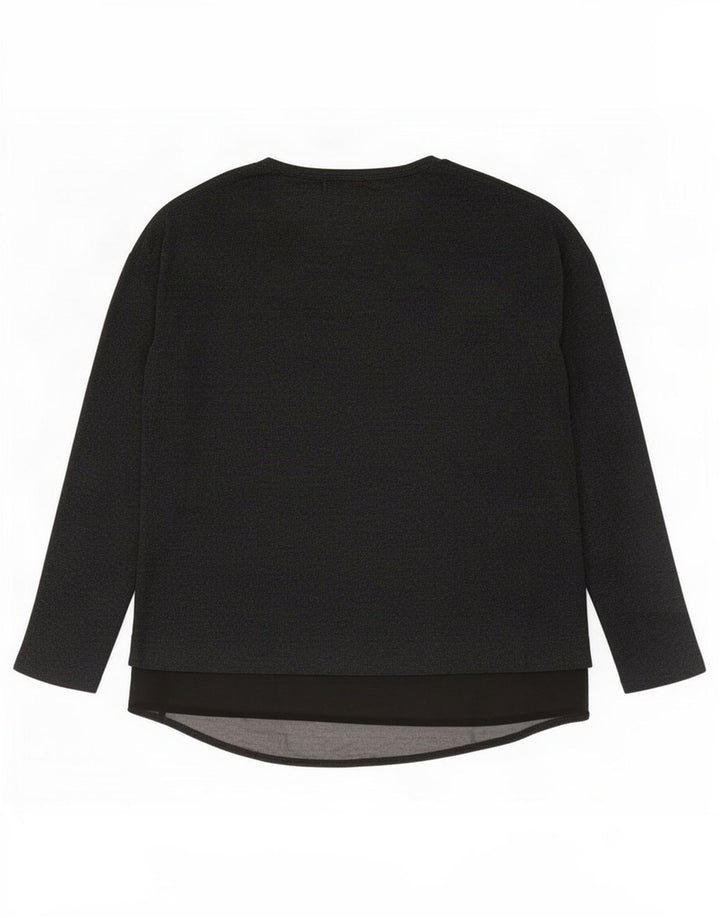 Zara Top feminino oversized manga comprida Reino Unido 10 pequeno bloco cinza colorido