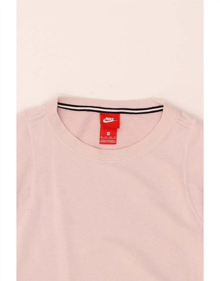 NIKE Womens Crop Oversized Sweatshirt Jumper UK 6 XS Pink Cotton Vintage Nike and Second-Hand Nike from Messina Hembry 