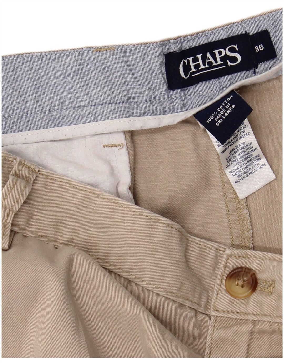 Shorts Chino Masculino CHAPS W36 Grande Algodão Bege