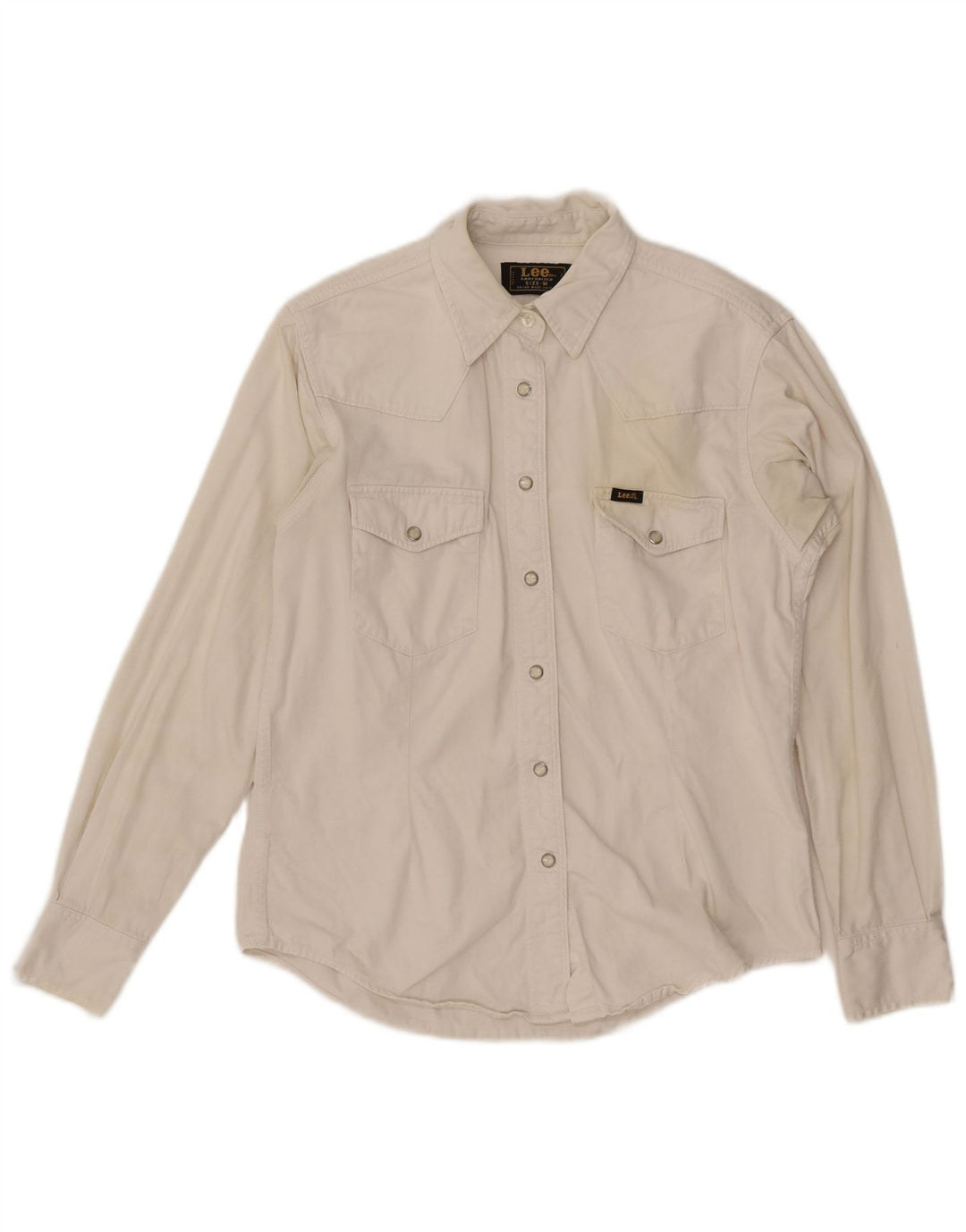 Camisa jeans feminina Lee UK 14 algodão branco médio