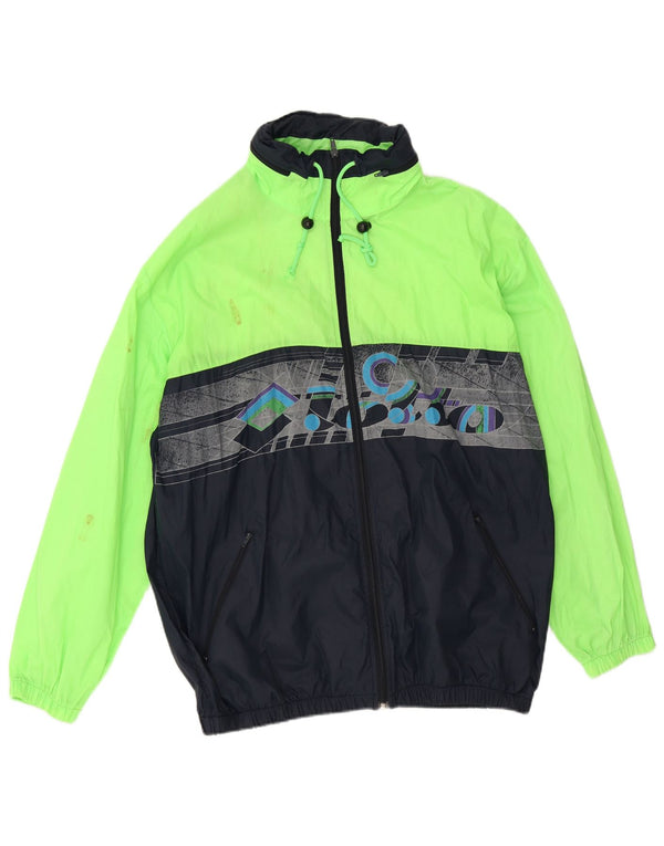 Jaqueta de chuva masculina com capuz gráfico Lotto UK 42 XL verde colorblock poliéster