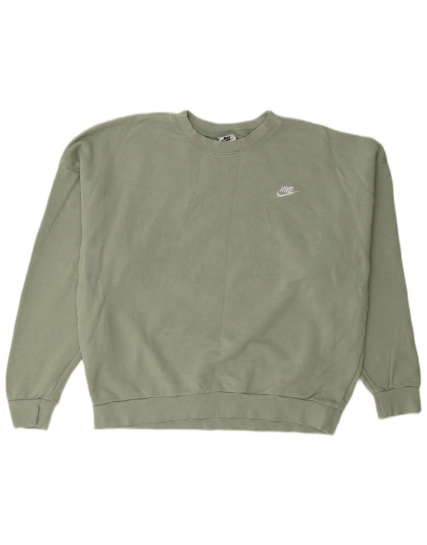 Nike feminino oversized moletom jumper reino unido 10 pequeno algodão verde