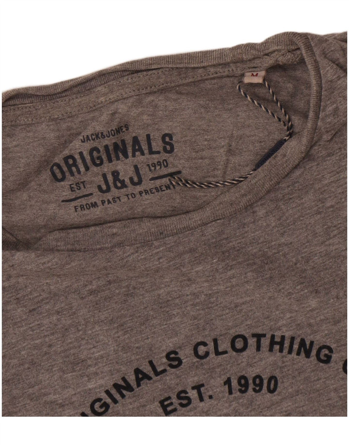 Camiseta gráfica masculina Jack & Jones algodão cinza médio