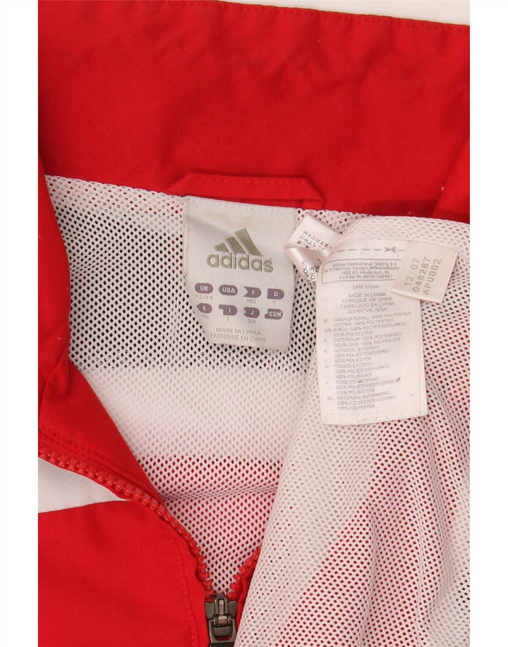 Adidas Mens Tracksuit Top Jacket UK 42/44 Grande Vermelho Colorblock Poliéster