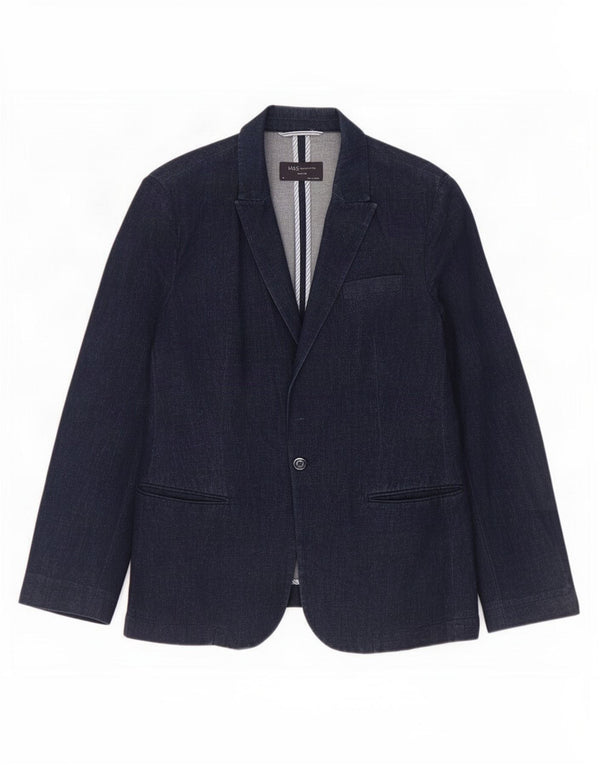 Jaqueta blazer feminina Marks & Spencer com 1 botão Reino Unido 14 azul marinho médio