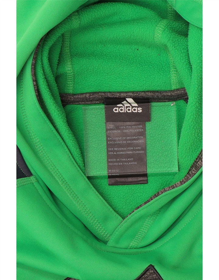 ADIDAS Meninos Climawarm Hoodie Jumper 10-11 Anos Médio Verde Colourblock