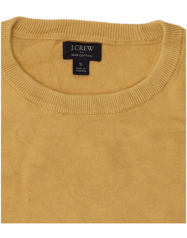 Suéter masculino J. Crew com gola redonda, pequeno algodão amarelo