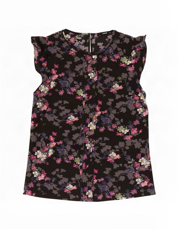 Blusa feminina Oasis UK 12 poliéster floral preto médio