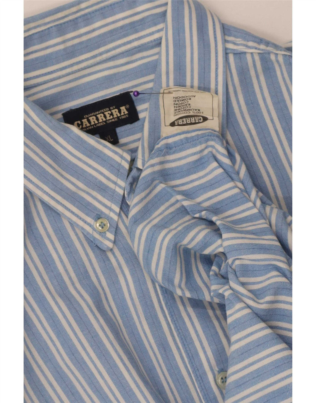 Camisa masculina Carrera XL listrada azul algodão