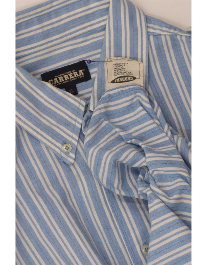 Camisa masculina Carrera XL listrada azul algodão