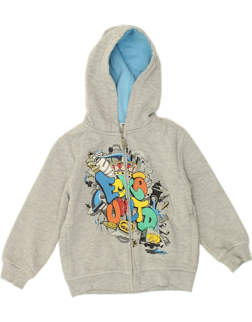 ECKO UNLTD Boys Graphic Zip Hoodie Sweater 4-5 Years Grey Cotton | Vintage Ecko Unltd | Thrift | Second-Hand Ecko Unltd | Used Clothing | Messina Hembry 