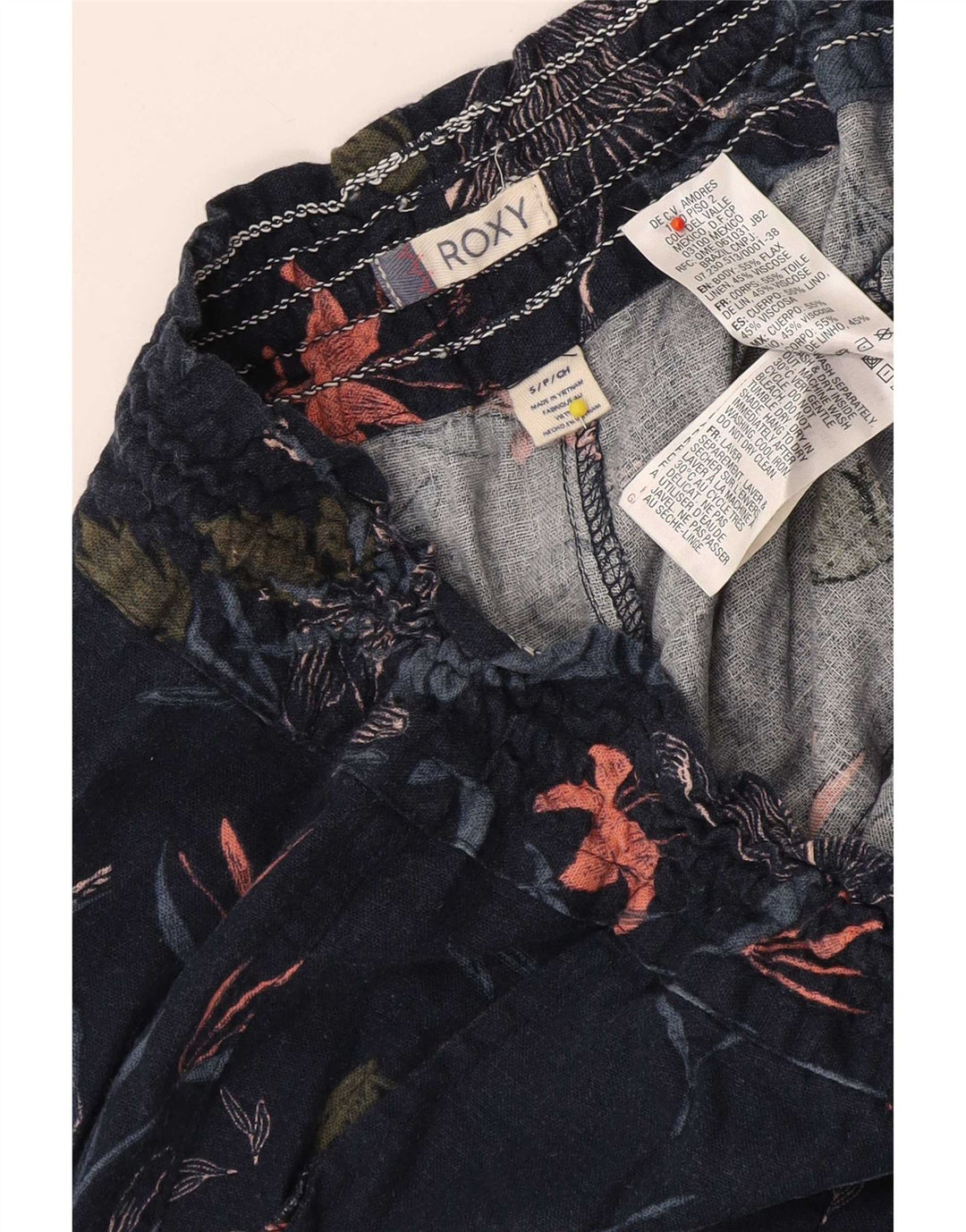 Roxy Shorts feminino casual pequeno W27 azul marinho floral linho