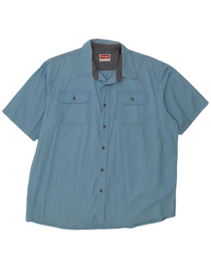 Camisa Wrangler masculina de manga curta XL azul algodão