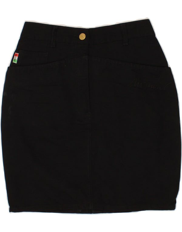 Saia jeans feminina MOSCHINO W26 pequena algodão preto