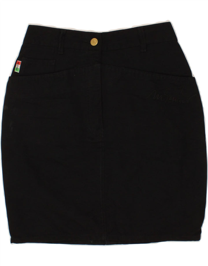 Saia jeans feminina MOSCHINO W26 pequena algodão preto