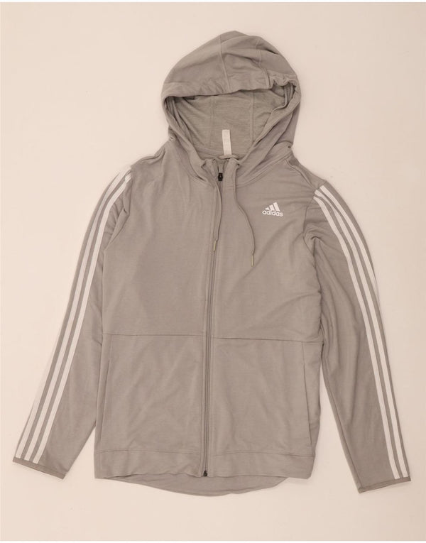 Suéter adidas feminino com capuz e zíper UK 20/22 XL cinza rayon