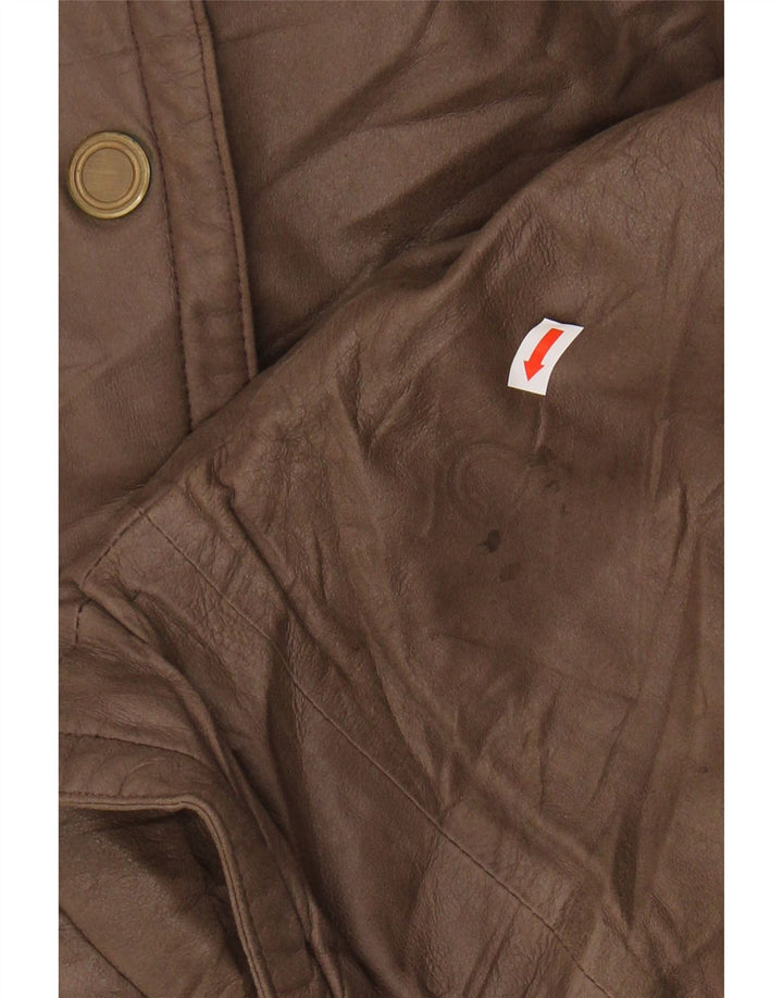 Casaco feminino de couro superdimensionado VINTAGE IT 42 couro marrom médio