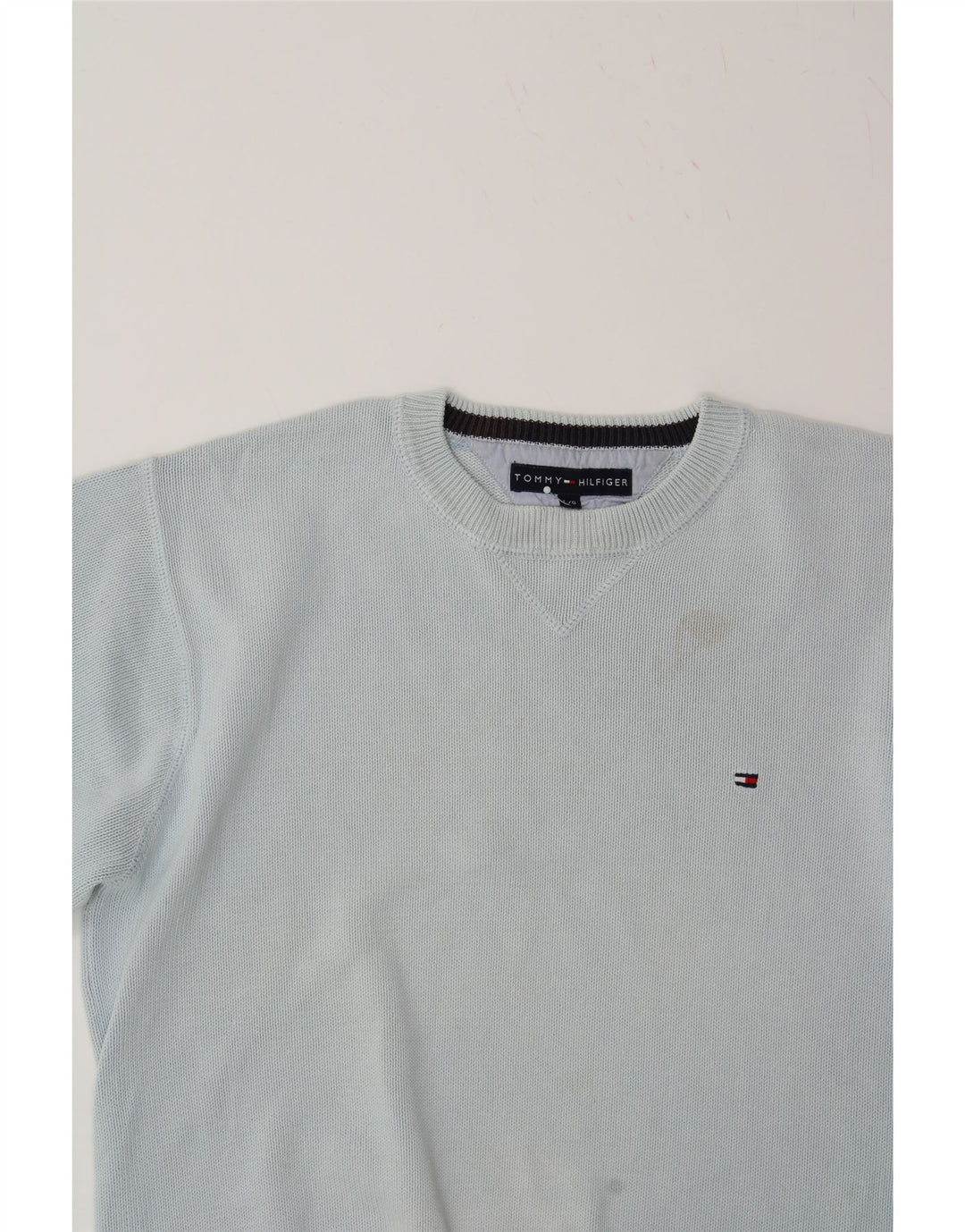 TOMMY HILFIGER Mens Crew Neck Jumper Sweater Large Blue Cotton Vintage Tommy Hilfiger and Second-Hand Tommy Hilfiger from Messina Hembry 