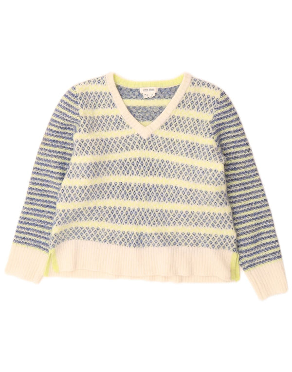 Suéter feminino com decote em V White Stuff UK 12 médio multicolorido