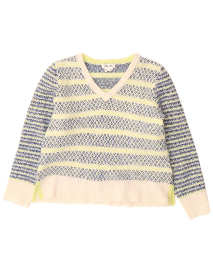 Suéter feminino com decote em V White Stuff UK 12 médio multicolorido