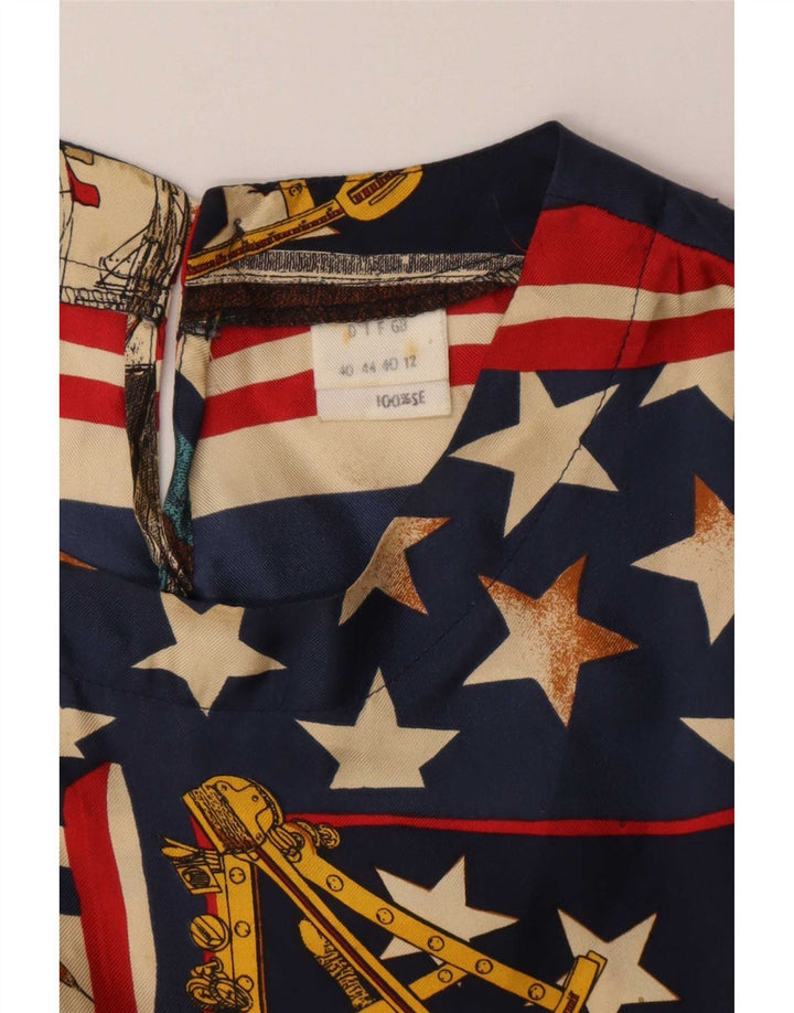 Blusa feminina vintage UK 12 média multicolorida náutica