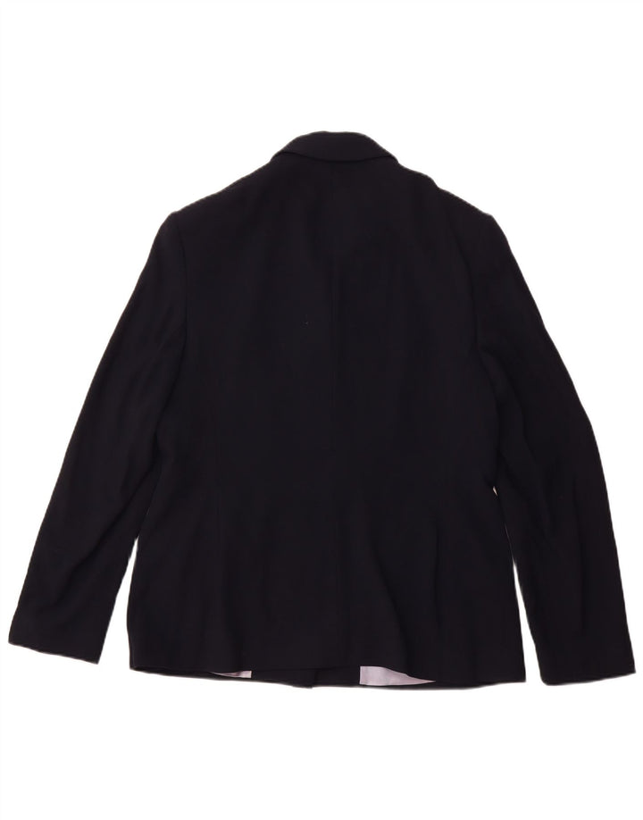 LAURA ASHLEY Jaqueta blazer feminina de 4 botões Reino Unido 16 grande azul marinho viscose