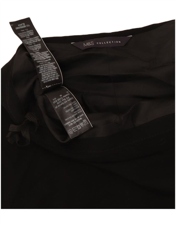 Saia feminina Marks & Spencer A-Line UK 10 pequena W27 poliéster preto