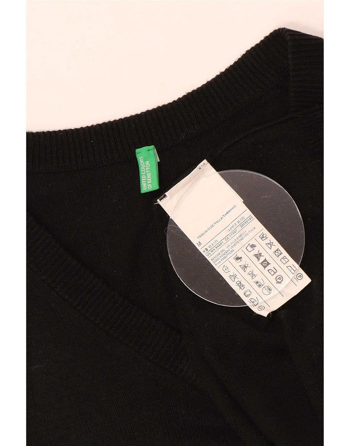 Suéter masculino Benetton com decote em V médio acrílico preto