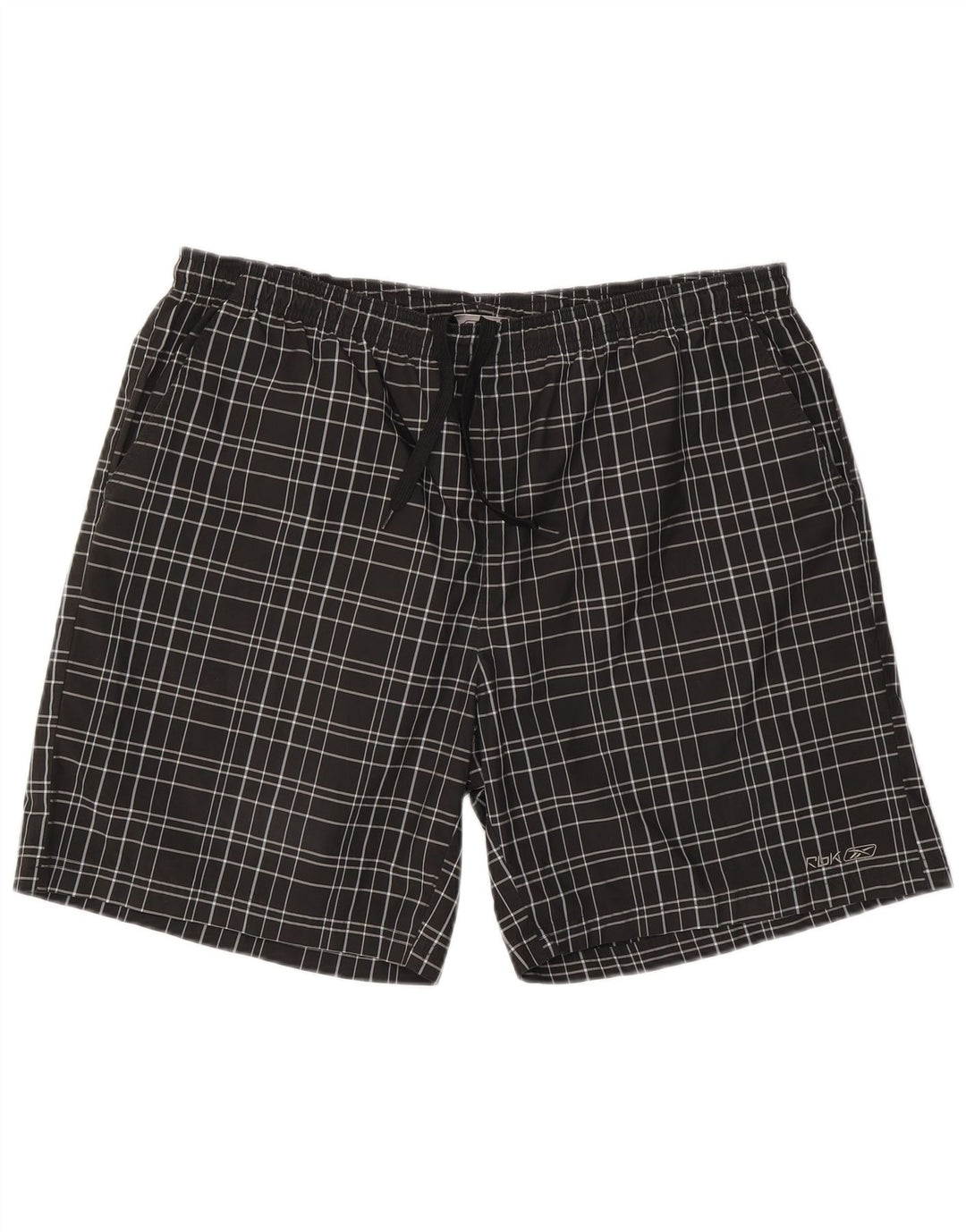 Shorts de natação masculino Reebok 2XL poliéster xadrez preto