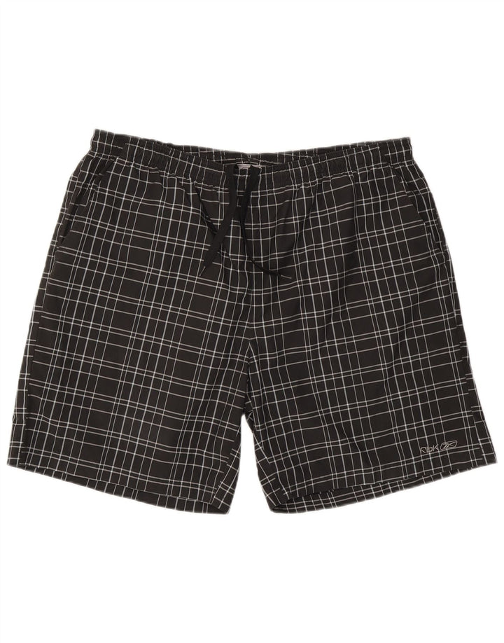 Shorts de natação masculino Reebok 2XL poliéster xadrez preto
