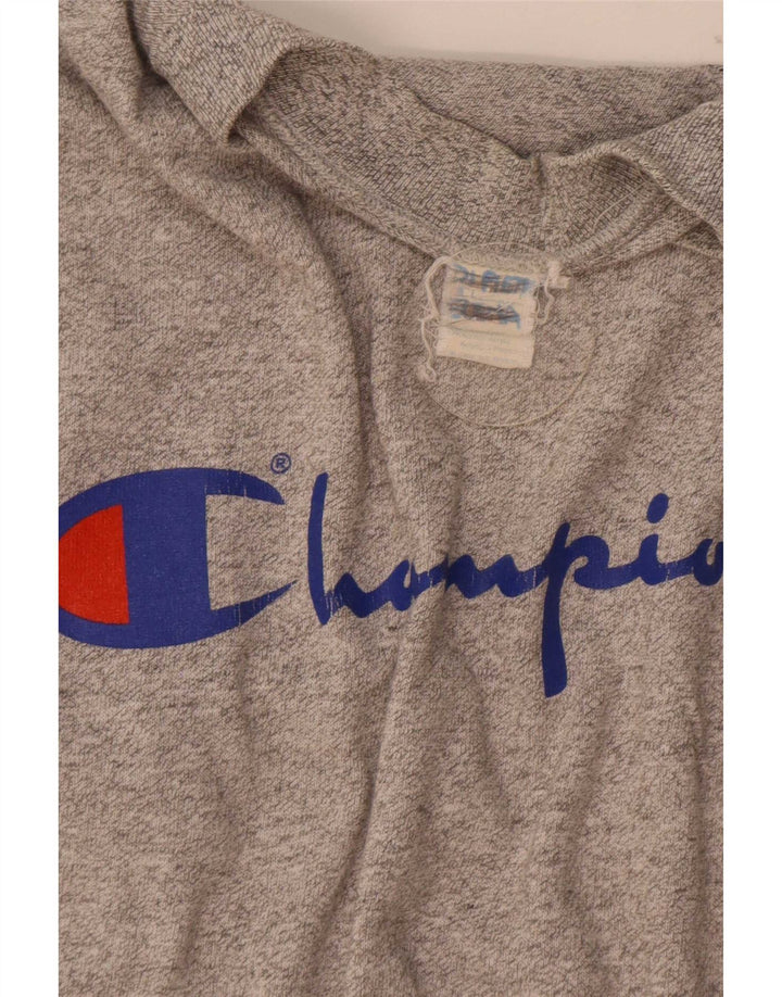 Champion masculino gráfico moletom jumper médio cinza algodão