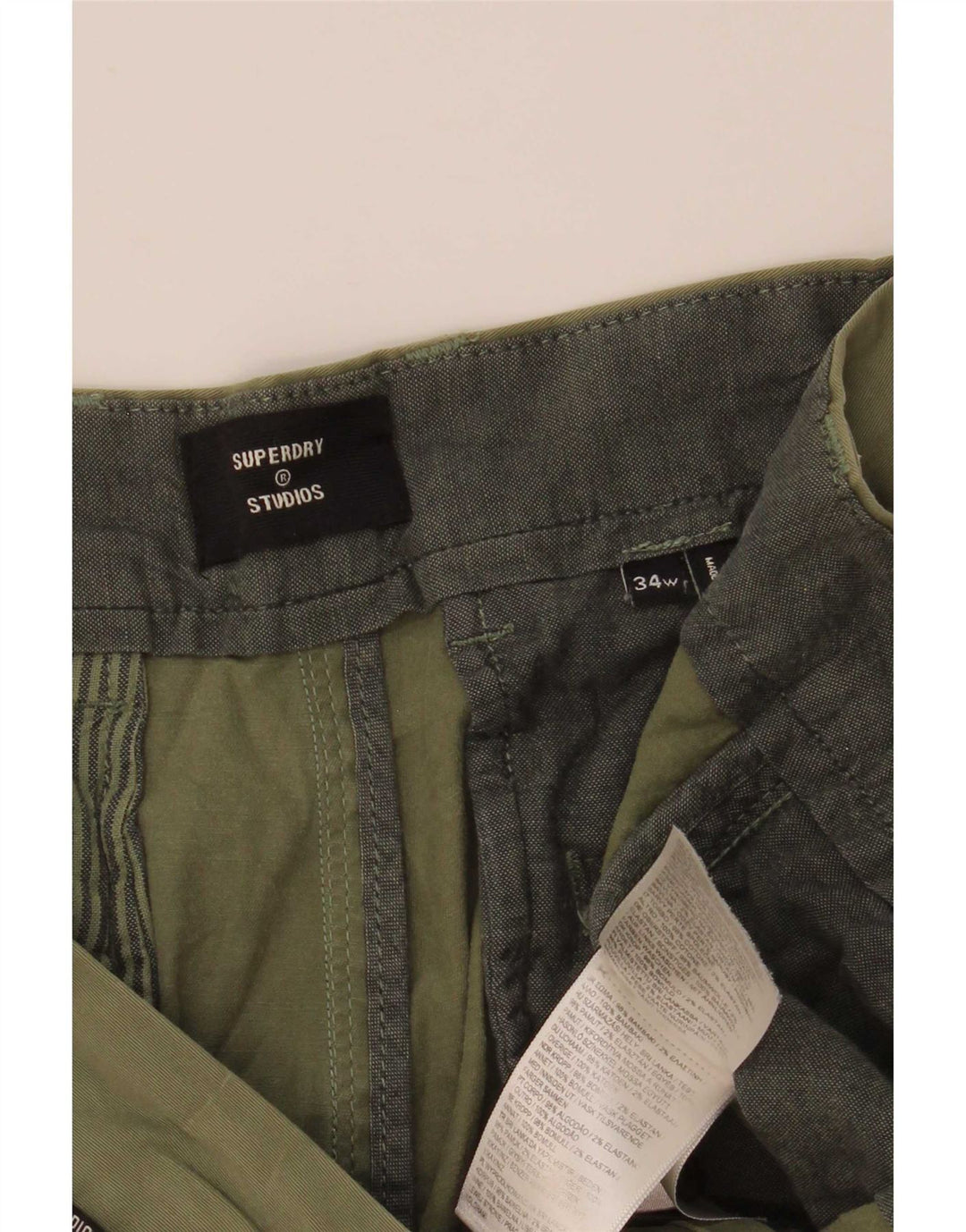 Superdry Mens Chino Shorts W34 Grande Algodão Verde