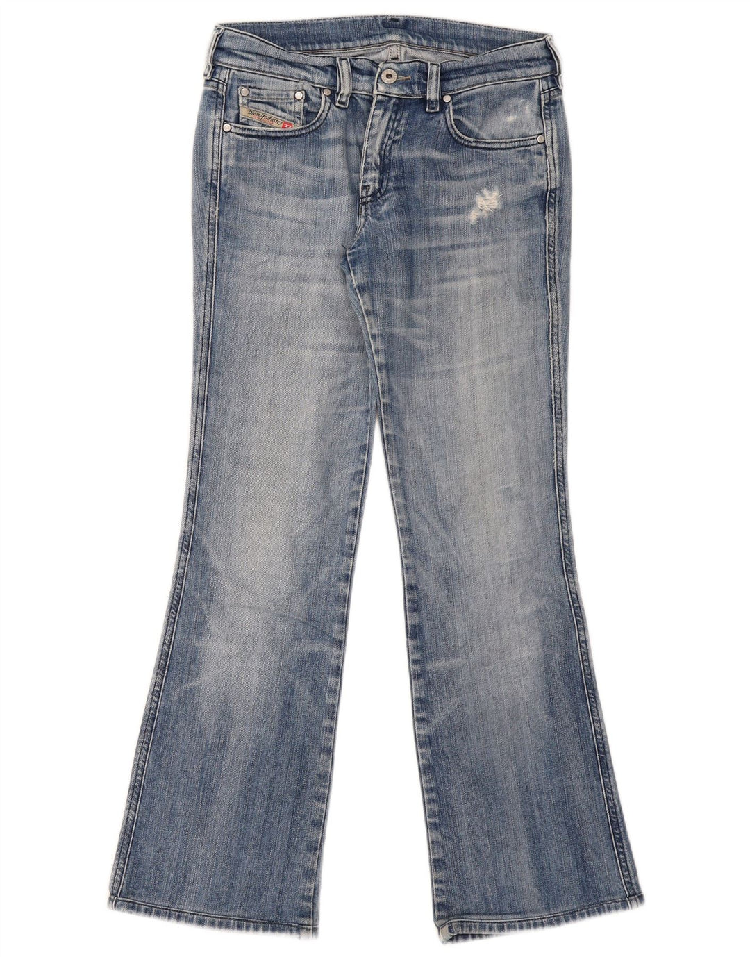 Jeans feminino Diesel Bootcut desgastado W29 L29 azul algodão