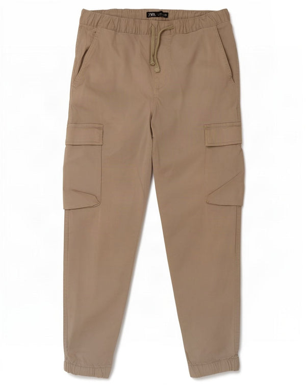 Zara Mens Joggers Cargo Calças Médio W31 L26 Bege