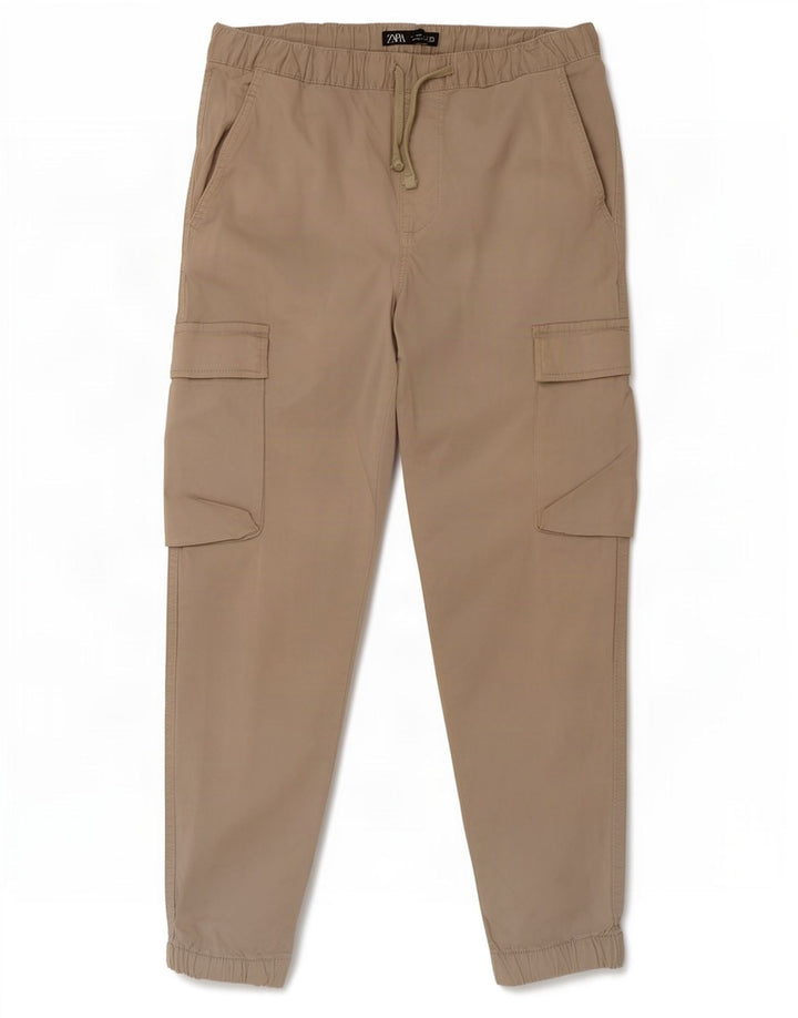 Zara Mens Joggers Cargo Calças Médio W31 L26 Bege
