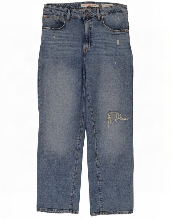 Guess Womens Melrose cintura alta jeans retos desgastados W31 L28 Azul