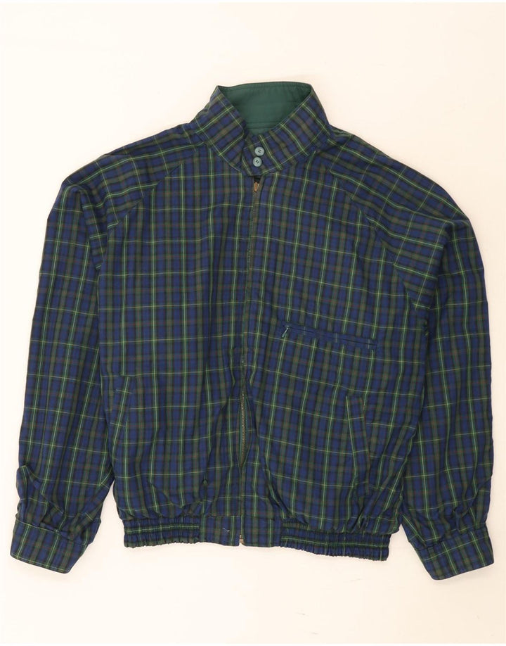 Jaqueta reversível masculina vintage UK 38 poliéster verde médio