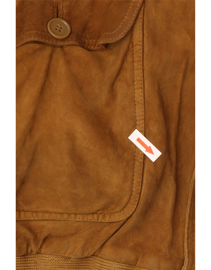 Jaqueta bomber masculina de camurça Conbipel Reino Unido 42 XL couro marrom