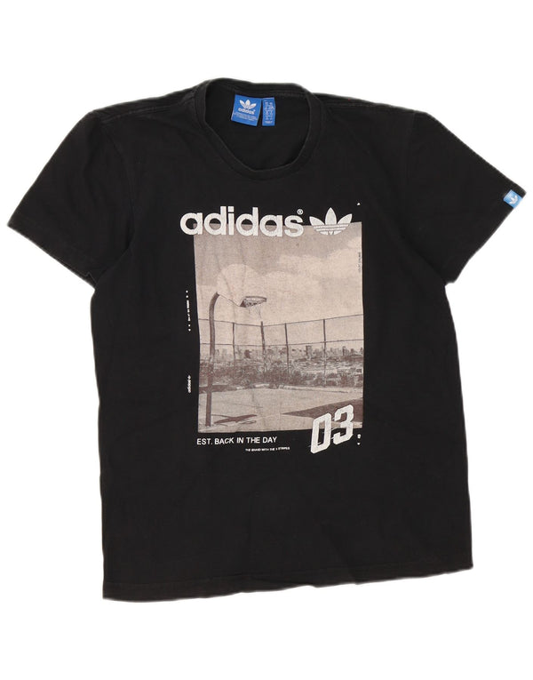 Adidas Mens Graphic T-Shirt Top XS Algodão Preto